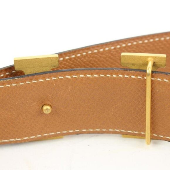Hermès Black x Brown 32mm H Logo Belt Kit Gold Buckle 3h318s